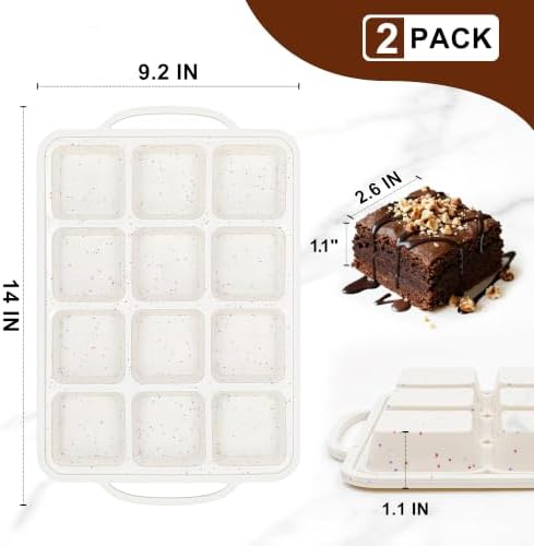 CAKETIME Silicone Brownie Pan with Dividers Metal Reinforced Frame