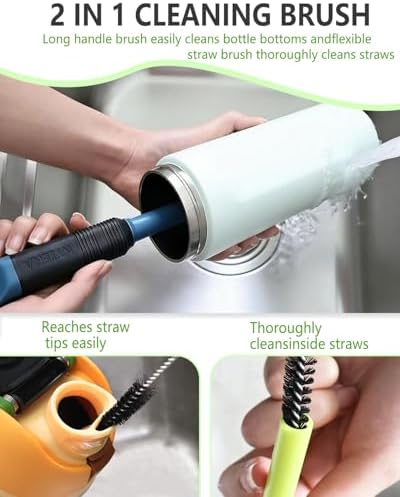 NTIERA 2-in-1 Bottle Brush Cleaner Kit Set,Long Water Bottle Cleaning