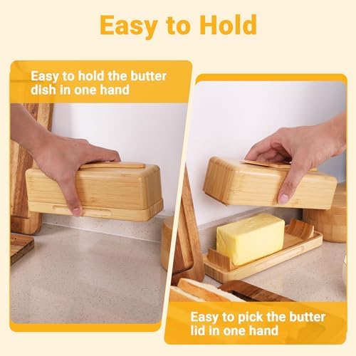 Bamboo Butter Dish with Lid for Countertop