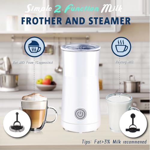 Huogary 2-in-1 Milk Frother and Steamer, White