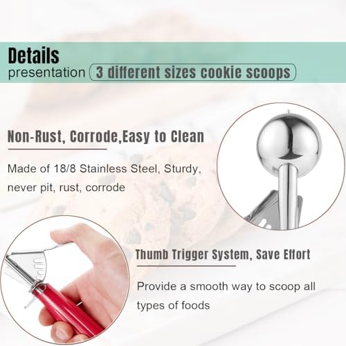 Saebye Cookie Scoop Set, Ice Cream Scoop Set, Cookie Scoops for