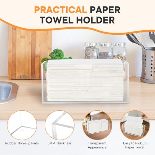 2Pcs Acrylic Countertop Paper Towel Dispenser, Clear