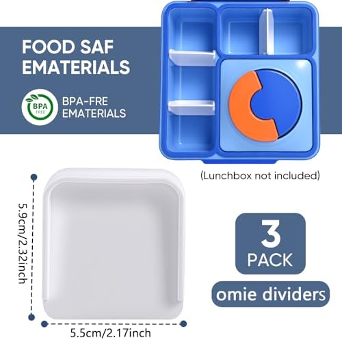 3 Pack Bento Box Dividers Compatible with Omie Lunch Box, Reusable
