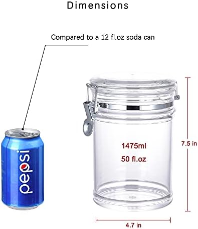 50 oz Reinforced Medium Acrylic Canister with Locking Clamp, Airtight