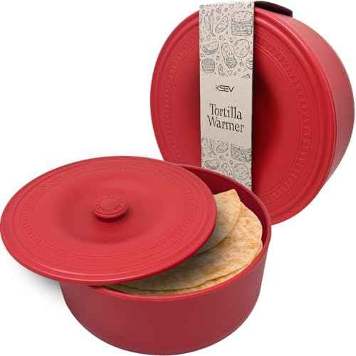 Tortilla Warmer (9" x 3.1"-Inch) Insulated Container with Lid, Fits up