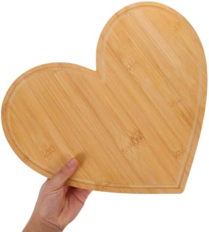 3 Piece Heart Cutting Board Set Bamboo Tray for Kitchen
