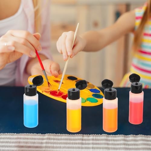 Honeydak 80 Pack 2 oz Plastic Squeeze Bottles with Black Flip Top Caps