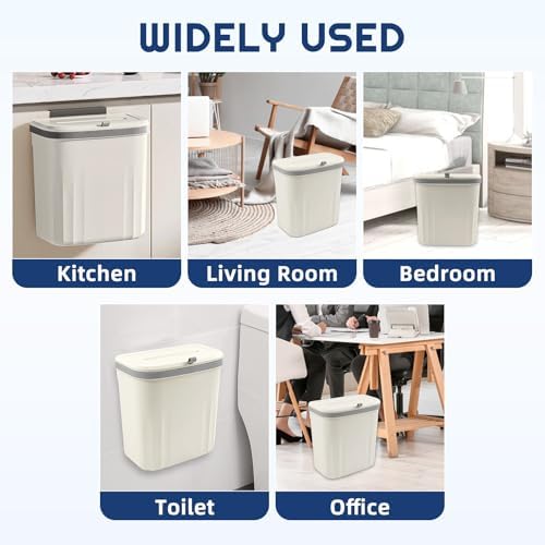3 Pack 10L Hanging Kitchen Compost Bin with Lid, White