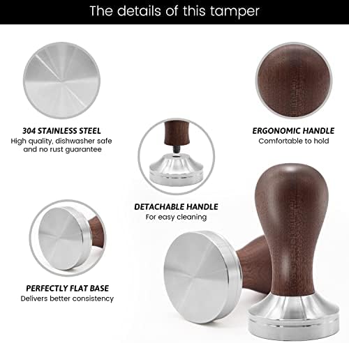 51mm Coffee Tamper Set Barista Kit for Portafilter Machine Wooden