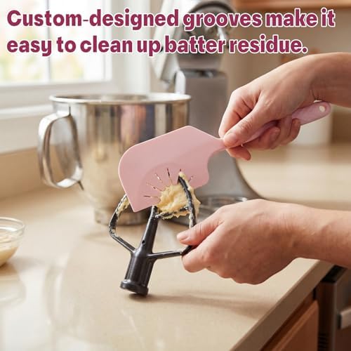 Didaey 2 Pack Silicone Spatula Scraper and Whisk, Pink Kitchen
