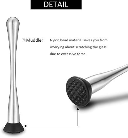 Stainless Steel Muddler for Cocktails,Mixing Spoon and Measuring