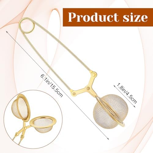 20 Pcs Gold Stainless Steel Loose Tea Infuser With Handle Fine Mesh