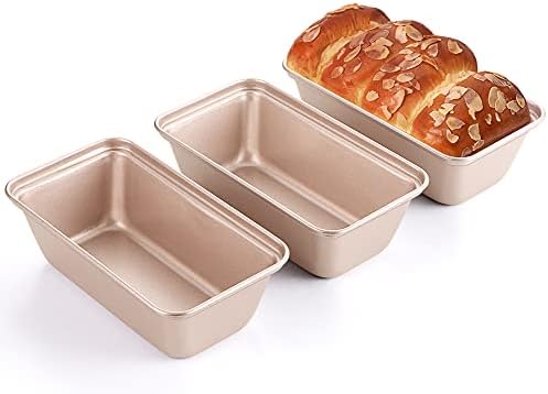 HONGBAKE Mini Loaf Pans for Baking, Nonstick Small Bread Pans of 3, 6