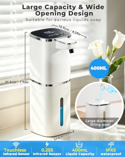 Automatic Foaming Soap Dispenser 2 Pack, Rechargeable, 9 Levels