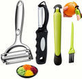 4-Piece Vegetable Peeler Set, Julienne, Swivel, Citrus Peeler & Brush