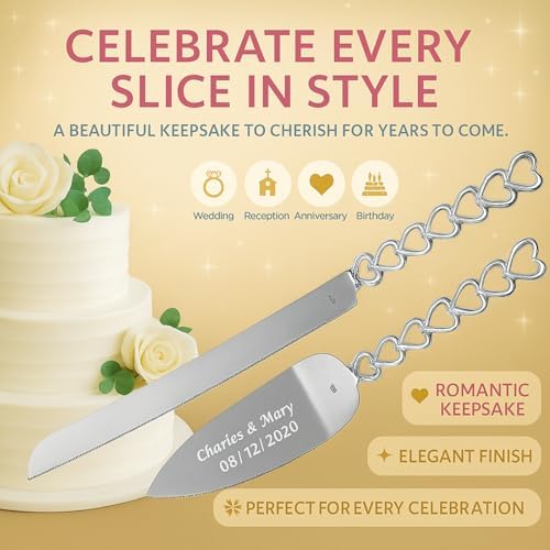 GIFTS INFINITY Personalized Wedding Cake Knife and Server Set with