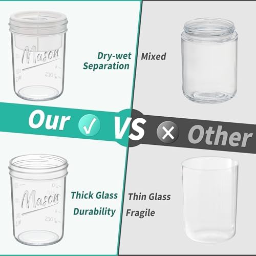 Xyptorix 16oz Overnight Oats Containers, 6 Pack Glass Mason Jars