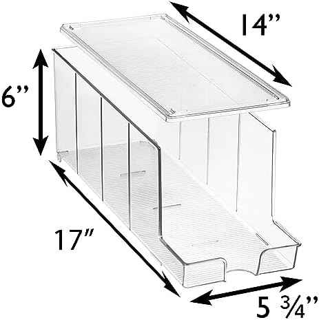 ClearSpace Soda Can Organizer Dispenser for Refrigerator, 12 Can, 4 Pack