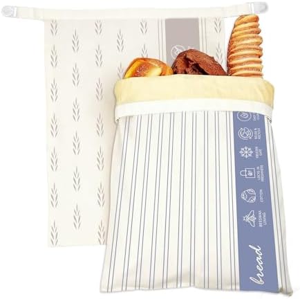 Saicefe 2 Pack Reusable Beeswax Bread Bags