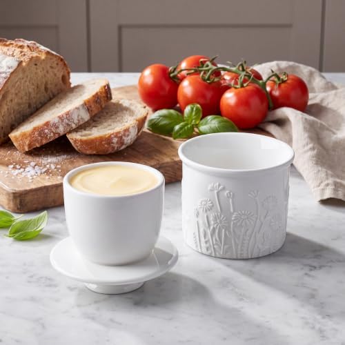 Sweese Ceramic Butter Crock, 4 oz French Butter Keeper with Embossed