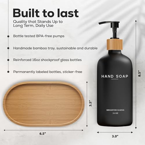 Black Glass Hand and Dish Soap Dispenser Set by Brighter Barns
