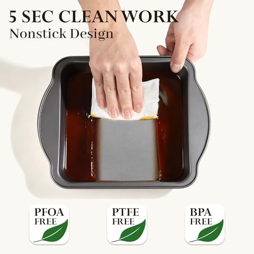 13 PCS Nonstick Bakeware Set - Carbon Steel Baking Pans Set with Dual Handles, Includes Roasting Pan, Pizza Pan, Cookie Sheet, Cake Pans, Muffin Pans, Cooling Rack, Oven Mitts, Non-Toxic