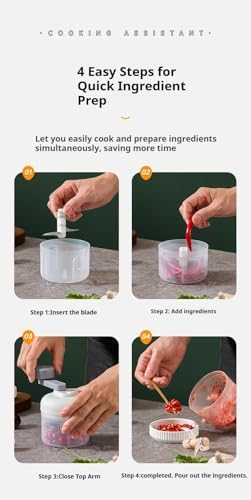 3-Speed Manual Food Chopper-Hand Crank Vegetable Chopper & Garlic