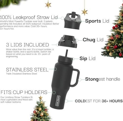Coldest Tumbler with Handle and Straw, 100% Leak Proof Insulated