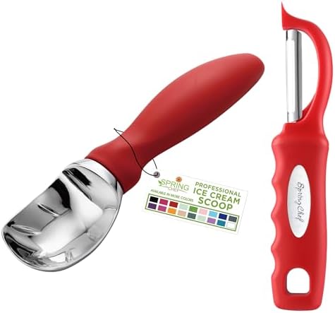 Spring Chef Professional Ice Cream Scoop & Stainless Steel Swivel