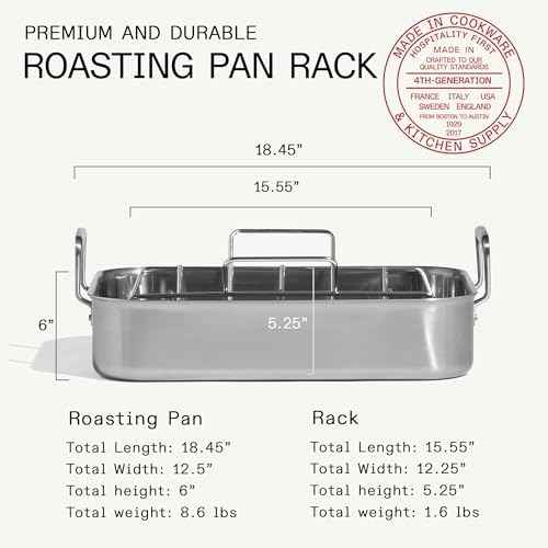 Made In Cookware - Stainless Clad Roasting Pan - 3-Ply Stainless Clad - Professional Cookware - Crafted in Thailand