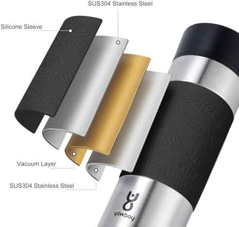 Travel Coffee Mug with 360°Lid, Travel Coffee Tumbler 16 oz Leak