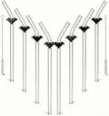 Black Bat Glass Straws with Charms, 8mm 9Inch Bent Straws for Gothic