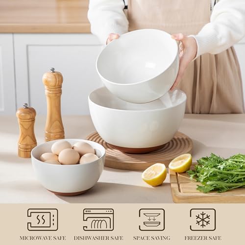 MALACASA Ceramic Mixing Bowls, Large Serving Bowls for Mixing
