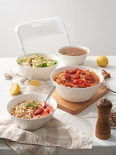 DOWAN 32 OZ Large Soup Bowls Set of 4 - White Ceramic Bowls for
