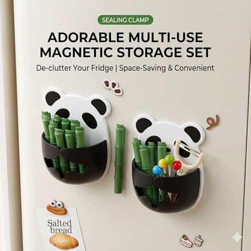 Magnetic Bamboo Cute Chip Clips&Panda Bag Clips for Food Storage