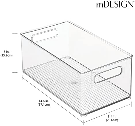 mDesign Plastic Deep Bin Organizer Caddy Container w/ Handles for