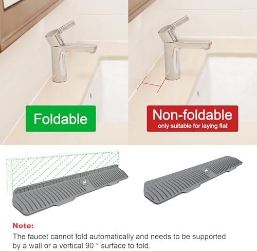 Sink Drain Mat Behind Faucet,Faucet Guard Draining Mat, 90° Foldable