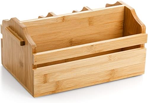 Yesland Bamboo Silverware Caddy Organizer - 4 Compartment Wooden
