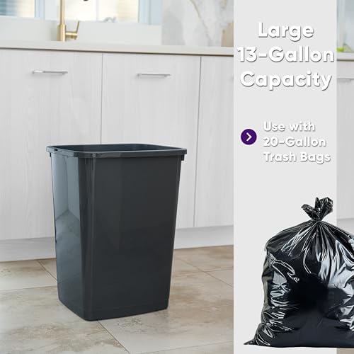 Superio 13 Gallon Kitchen Trash Can, Dark Grey