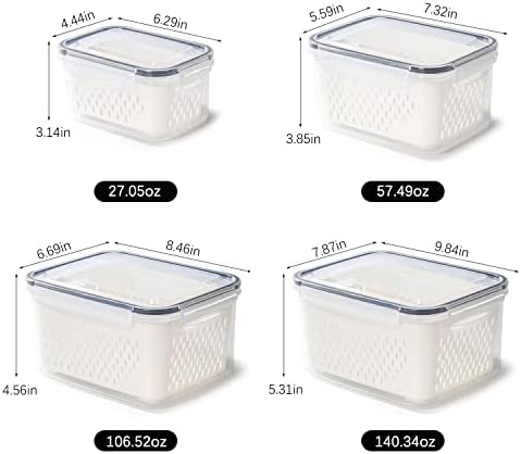 4 Pack Fresh Food Storage Containers for Refrigerator