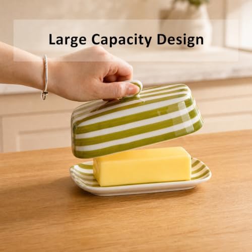 Ceramic Butter Dish with Lid, Kitchen Countertop Large Butter Holder