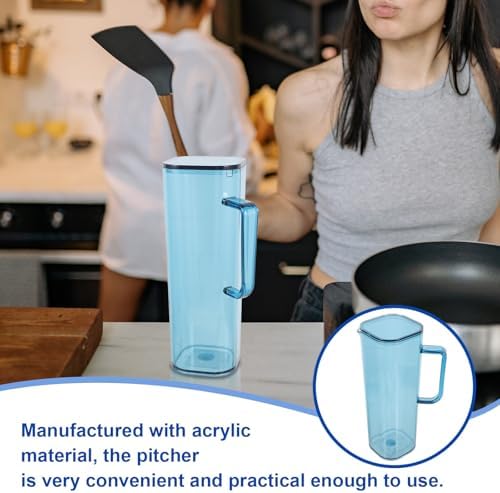 1200ml Acrylic Cold Water Pitcher with Lid, Spout and Handle Blue