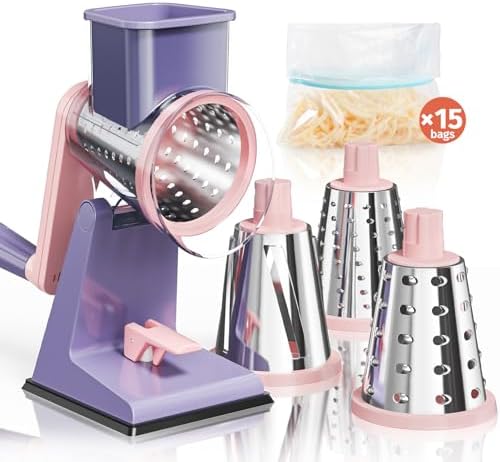 Rotary Cheese Grater Hand Crank, Pinkish Purple