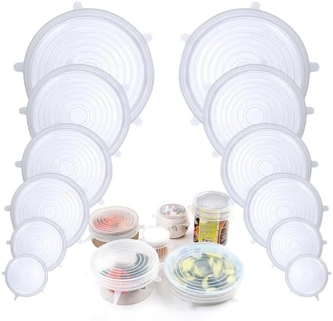 Silicone Stretch Lids, 12 Pack, 6 Sizes Reusable Bowl Covers