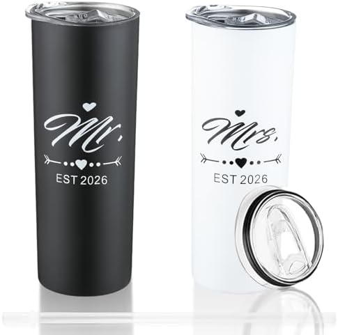 DHQH Mr and Mrs 2026 Tumbler Set, Engagement Wedding Gifts for Couples
