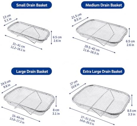 Stainless Steel Telescopic Sink Drainer Basket, Adjustable Width (S)