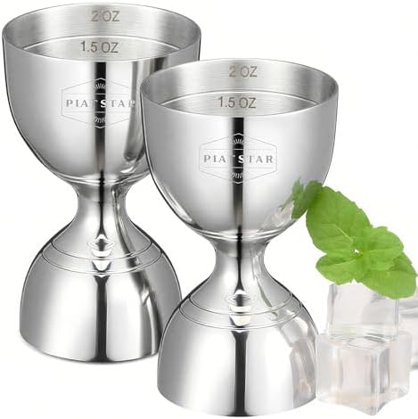 Stainless Steel Cocktail Jigger 2 Pack, Commercial Bar Tool for