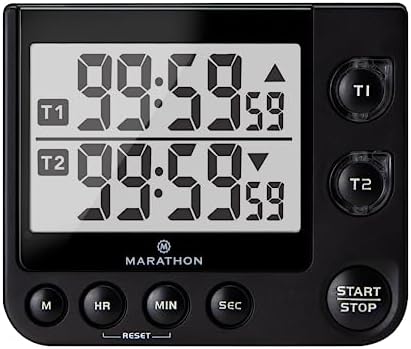 MARATHON Dual Digital Timer, 100-Hour Count Up/Down, Black