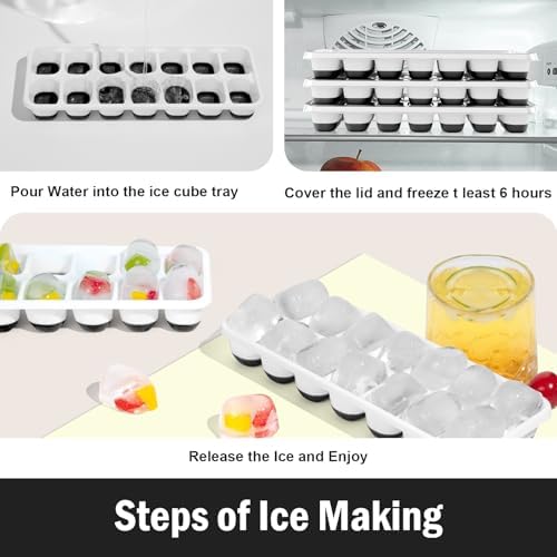 Ice Cube Trays for Freezer - 3 Pack 42 Ice Cubes, Easy to Release