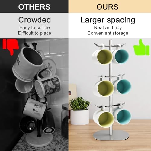 Mug Holder Tree, Coffee Cup Holder with 6 Hooks, Coffee Mug Rack